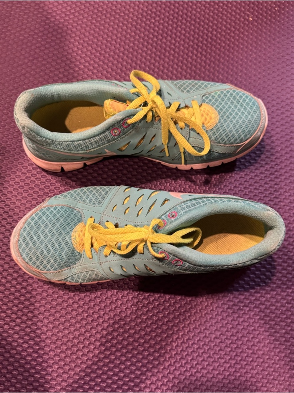 Nike Teal, Yellow & Pink Athletic Shoe Interior